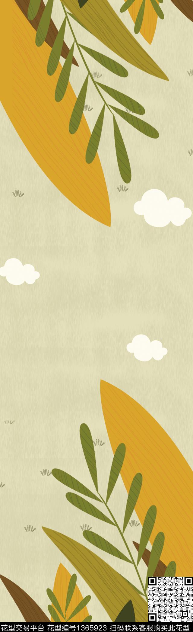 彩底花卉几何花卉绿植树叶传统印花华亿平台下载（图片编号: 1365923） - 瓦栏（Walan）
