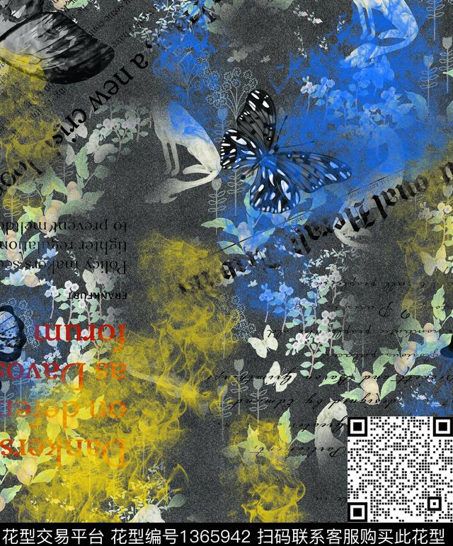 复古抽象男装大牌风数码印花华亿平台下载（图片编号: 1365942） - 瓦栏（Walan）