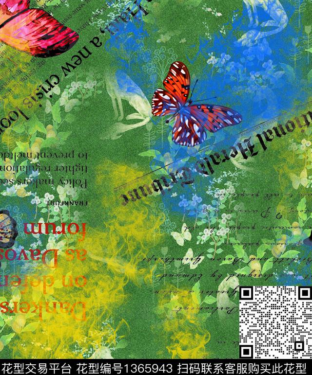 复古抽象男装大牌风数码印花华亿平台下载（图片编号: 1365943） - 瓦栏（Walan）