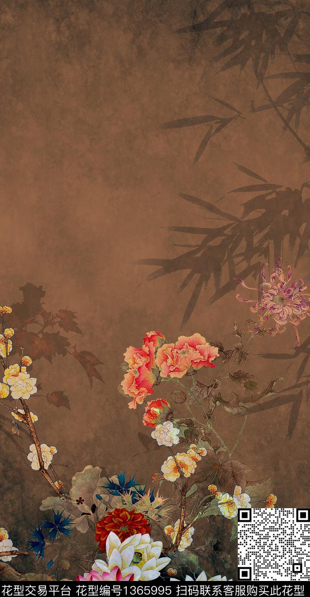 定位花大牌风旗袍数码印花华亿平台下载（图片编号: 1365995） - 瓦栏（Walan）