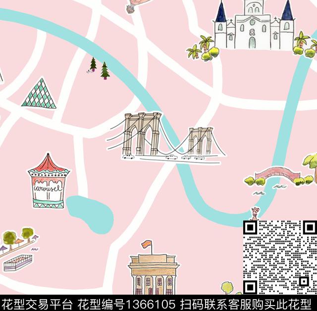 绘画卡通建筑传统印花华亿平台下载（图片编号: 1366105） - 瓦栏（Walan）