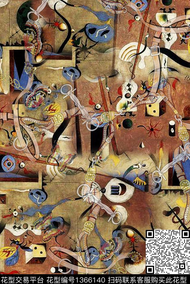 时尚几何大牌风数码印花华亿平台下载（图片编号: 1366140） - 瓦栏（Walan）