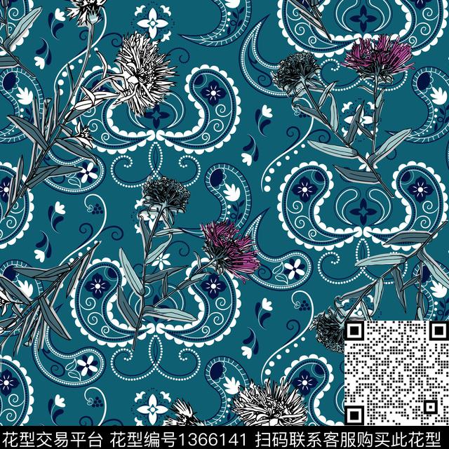 女装民族风花卉数码印花华亿平台下载（图片编号: 1366141） - 瓦栏（Walan）