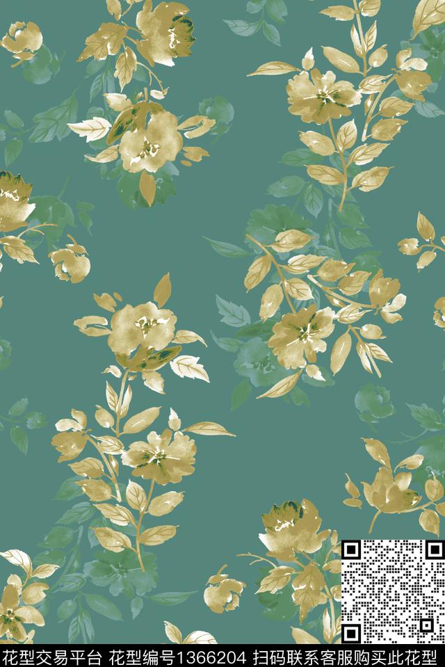 休闲小碎花水彩花卉数码印花华亿平台下载（图片编号: 1366204） - 瓦栏（Walan）