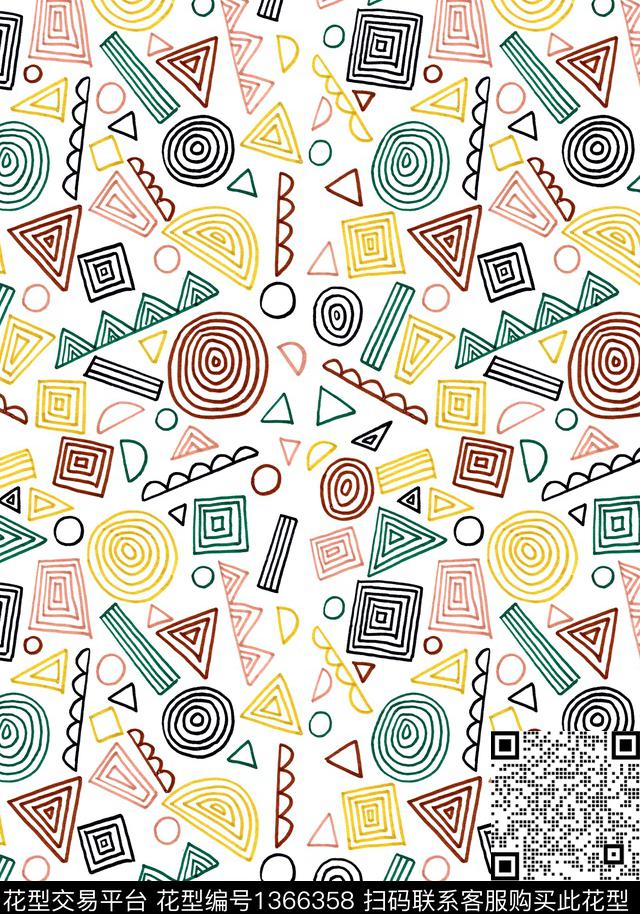时尚炫彩几何传统印花华亿平台下载（图片编号: 1366358） - 瓦栏（Walan）