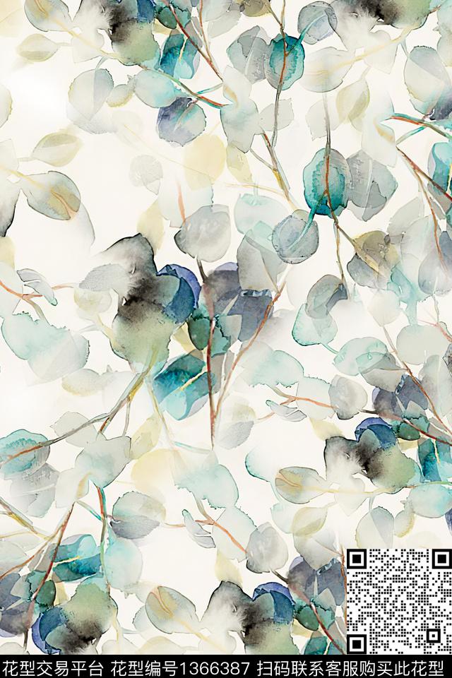 肌理绿植树叶花卉数码印花华亿平台下载（图片编号: 1366387） - 瓦栏（Walan）
