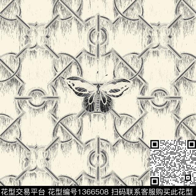 几何线条画水墨风数码印花华亿平台下载（图片编号: 1366508） - 瓦栏（Walan）