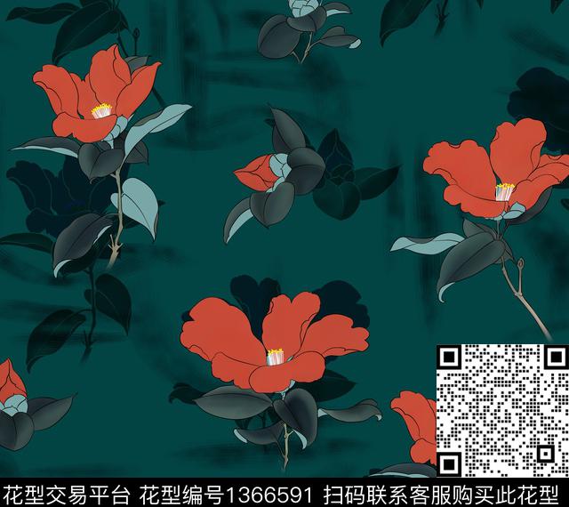 连衣裙女装花卉数码印花华亿平台下载（图片编号: 1366591） - 瓦栏（Walan）