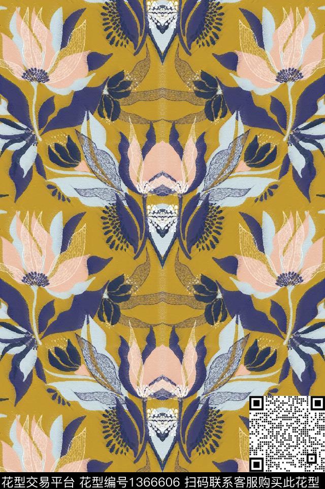 定位花绿植树叶花卉传统印花华亿平台下载（图片编号: 1366606） - 瓦栏（Walan）