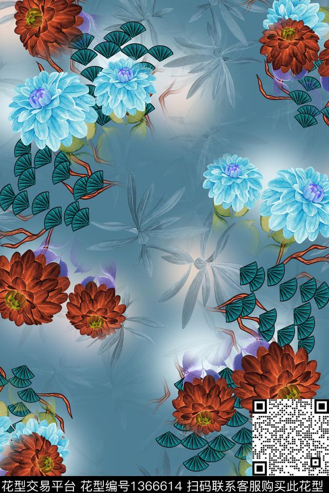 女装复古中国风数码印花华亿平台下载（图片编号: 1366614） - 瓦栏（Walan）