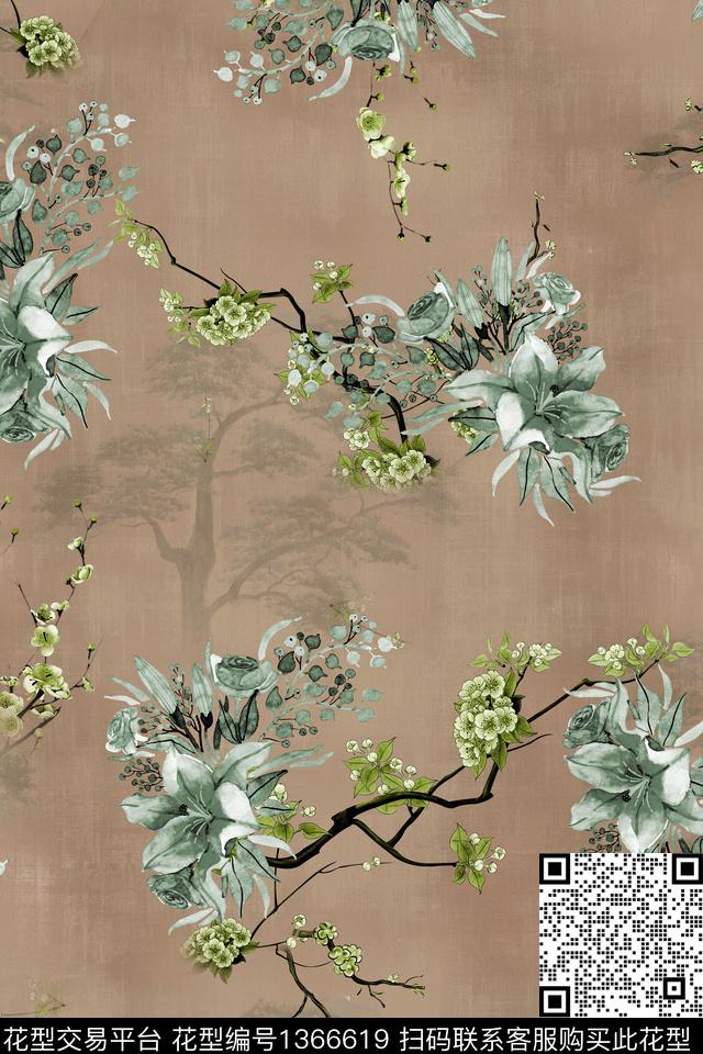 连衣裙女装棉麻传统印花华亿平台下载（图片编号: 1366619） - 瓦栏（Walan）