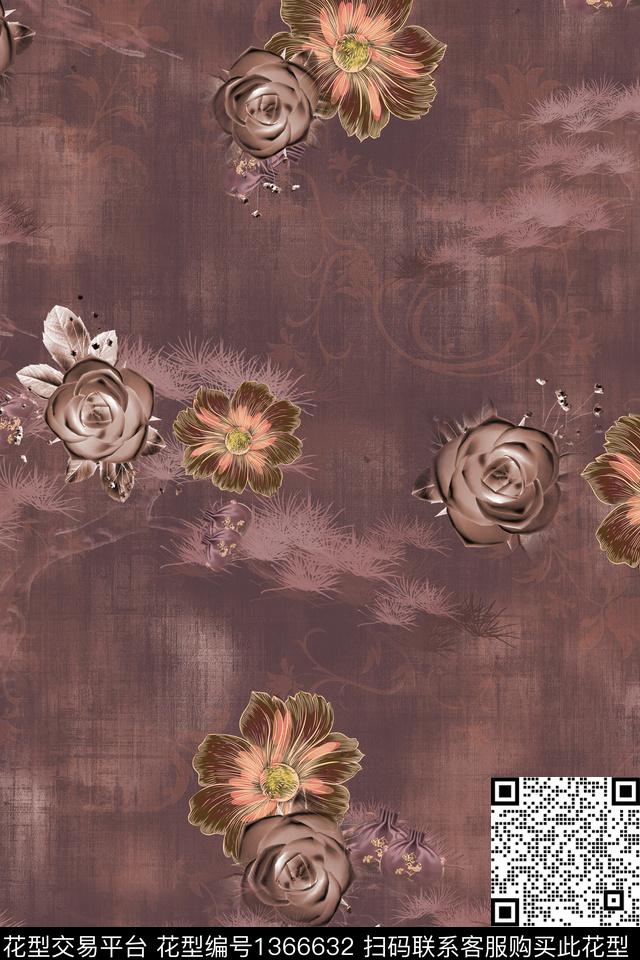 女装复古中国风数码印花华亿平台下载（图片编号: 1366632） - 瓦栏（Walan）