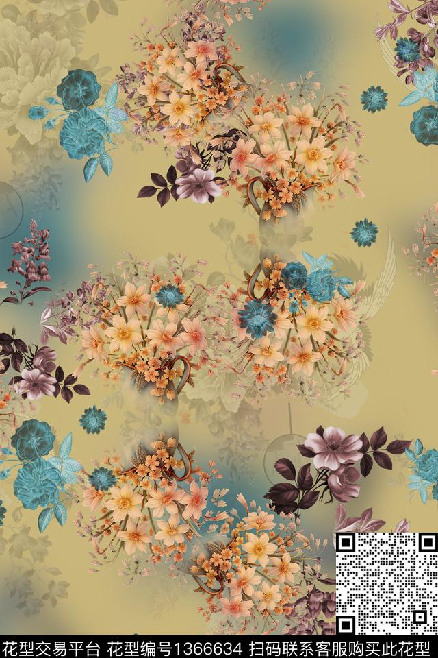 女装复古中国风数码印花华亿平台下载（图片编号: 1366634） - 瓦栏（Walan）