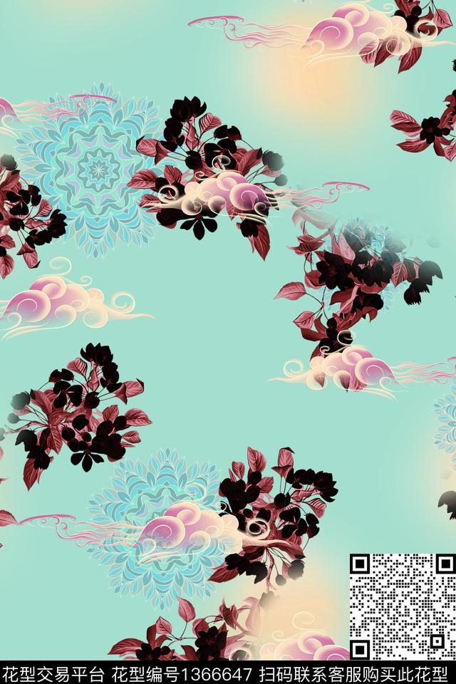 女装复古中国风数码印花华亿平台下载（图片编号: 1366647） - 瓦栏（Walan）