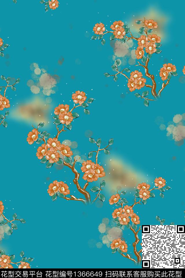 连衣裙女装旗袍数码印花华亿平台下载（图片编号: 1366649） - 瓦栏（Walan）