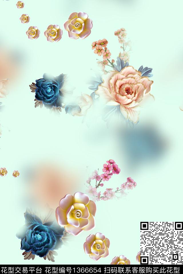 连衣裙女装旗袍数码印花华亿平台下载（图片编号: 1366654） - 瓦栏（Walan）