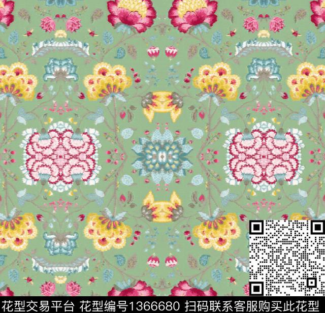 定位花绿植树叶花卉传统印花华亿平台下载（图片编号: 1366680） - 瓦栏（Walan）