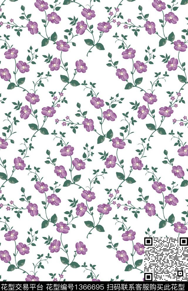 时尚复古花卉传统印花华亿平台下载（图片编号: 1366695） - 瓦栏（Walan）