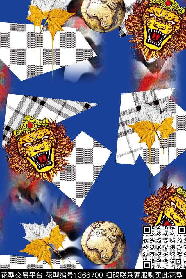 几何格子老虎数码印花华亿平台下载（图片编号: 1366700） - 瓦栏（Walan）