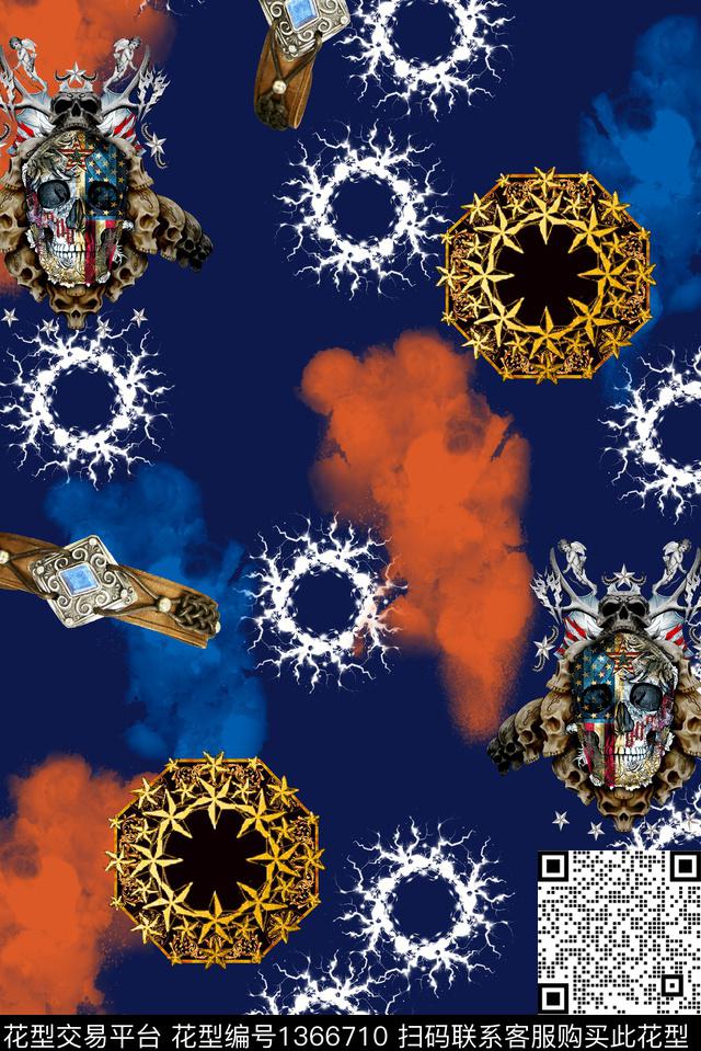 骷髅手镯圆形数码印花华亿平台下载（图片编号: 1366710） - 瓦栏（Walan）