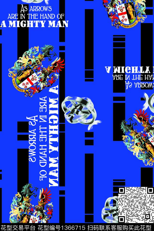 几何字母徽章数码印花华亿平台下载（图片编号: 1366715） - 瓦栏（Walan）