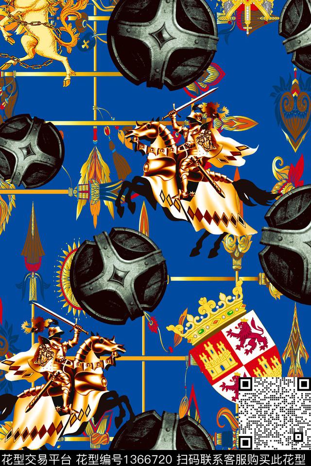 骑士枪珠宝宝石数码印花华亿平台下载（图片编号: 1366720） - 瓦栏（Walan）
