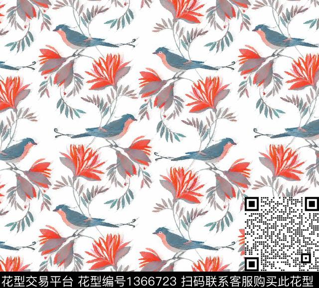 定位花绿植树叶花卉传统印花华亿平台下载（图片编号: 1366723） - 瓦栏（Walan）