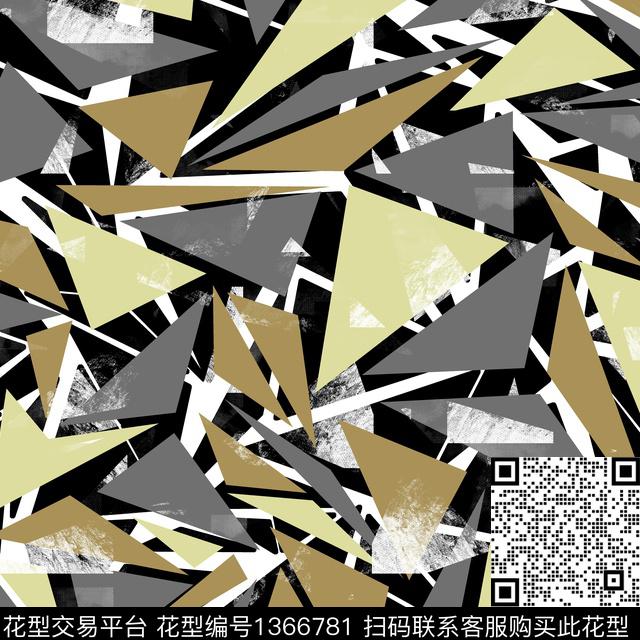 几何抽象男装大牌风传统印花华亿平台下载（图片编号: 1366781） - 瓦栏（Walan）