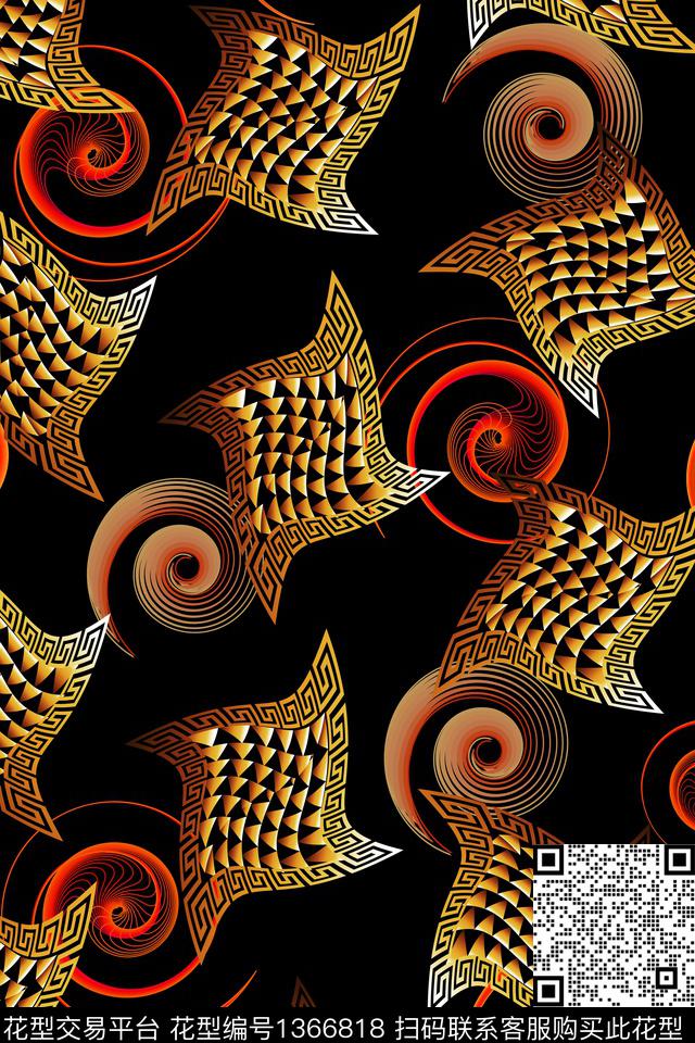 几何大牌风抽象数码印花华亿平台下载（图片编号: 1366818） - 瓦栏（Walan）