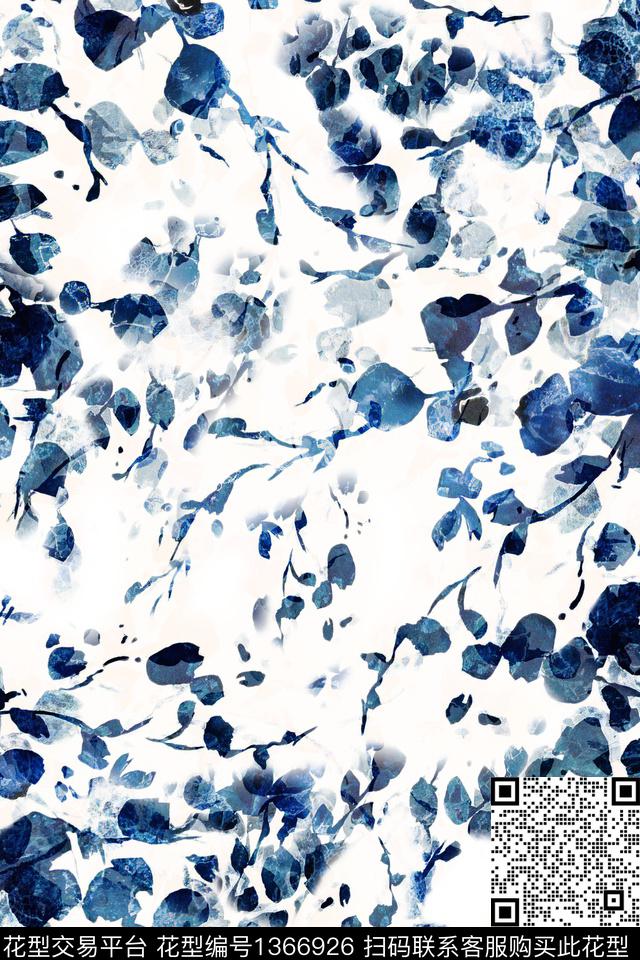 肌理绿植树叶雪纺数码印花华亿平台下载（图片编号: 1366926） - 瓦栏（Walan）