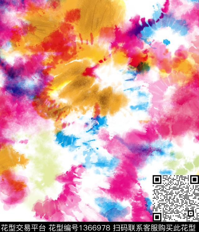 涂鸦水彩扎染华亿平台数码印花华亿平台下载（图片编号: 1366978） - 瓦栏（Walan）