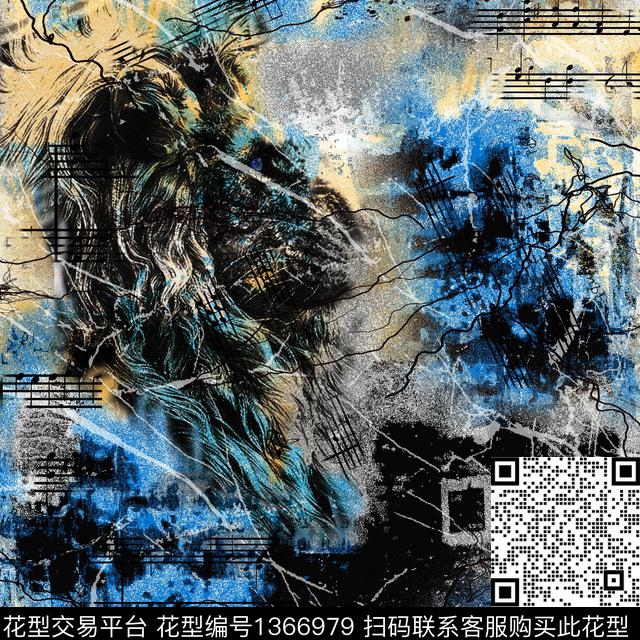 复古抽象男装大牌风数码印花华亿平台下载（图片编号: 1366979） - 瓦栏（Walan）