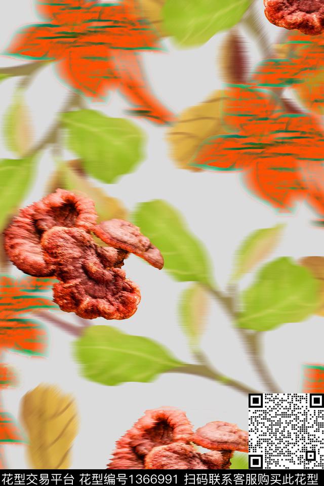 春夏华亿平台柔焦花卉抽象数码印花华亿平台下载（图片编号: 1366991） - 瓦栏（Walan）