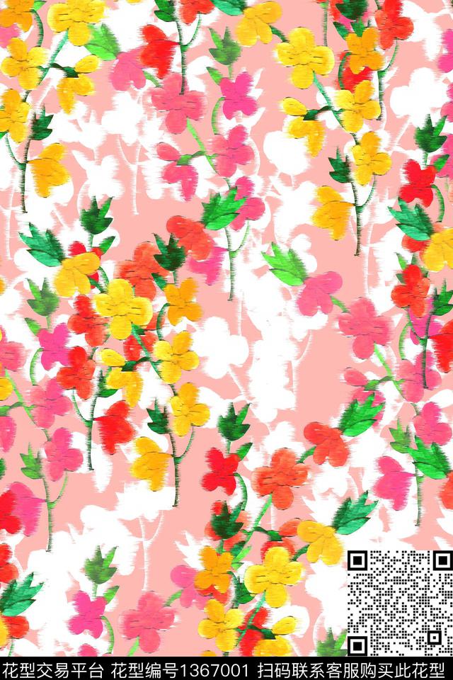 春夏华亿平台柔焦花卉小花满版数码印花华亿平台下载（图片编号: 1367001） - 瓦栏（Walan）