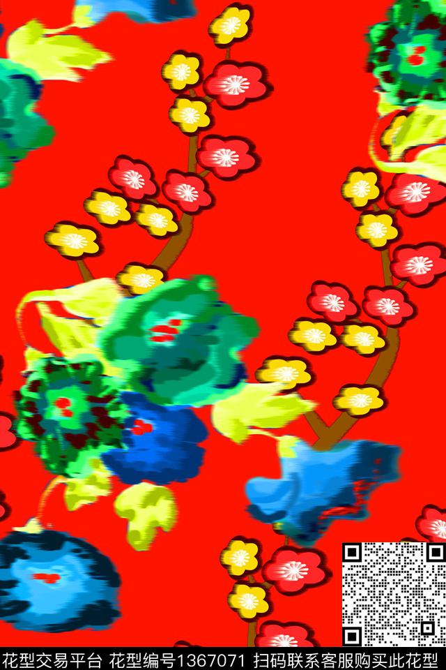 清爽底花卉春夏华亿平台小碎花数码印花华亿平台下载（图片编号: 1367071） - 瓦栏（Walan）