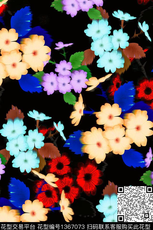 春夏华亿平台小碎花柔焦花卉数码印花华亿平台下载（图片编号: 1367073） - 瓦栏（Walan）