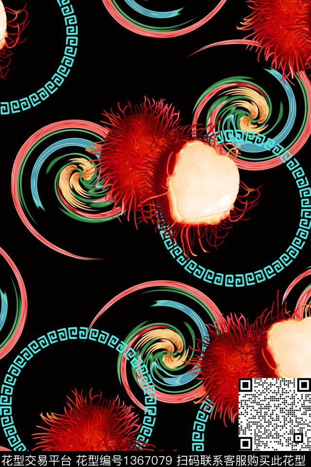 几何抽象花卉春夏华亿平台数码印花华亿平台下载（图片编号: 1367079） - 瓦栏（Walan）