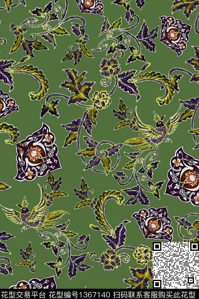 几何旗袍香云纱数码印花华亿平台下载（图片编号: 1367140） - 瓦栏（Walan）