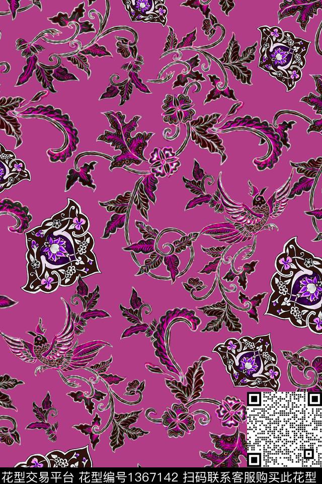 几何旗袍香云纱数码印花华亿平台下载（图片编号: 1367142） - 瓦栏（Walan）