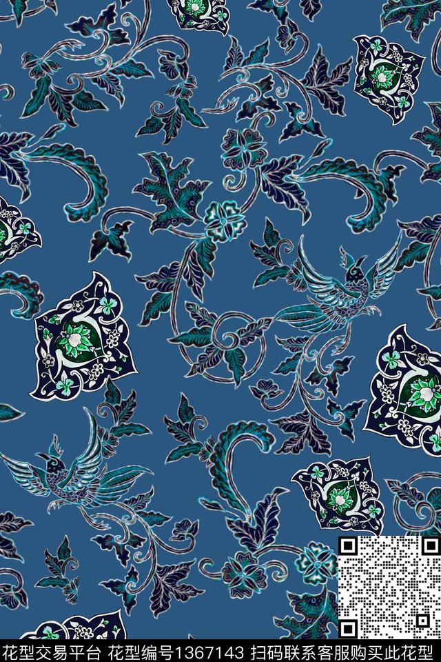 几何旗袍香云纱数码印花华亿平台下载（图片编号: 1367143） - 瓦栏（Walan）