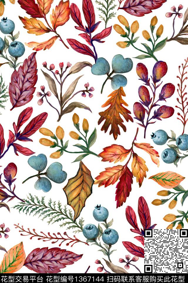 绿植树叶春夏华亿平台大牌风数码印花华亿平台下载（图片编号: 1367144） - 瓦栏（Walan）