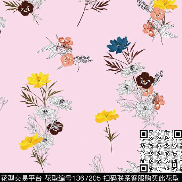 复古小清新小碎花数码印花华亿平台下载（图片编号: 1367205） - 瓦栏（Walan）