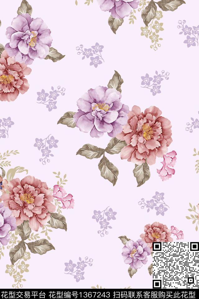 花卉大牌风旗袍数码印花华亿平台下载（图片编号: 1367243） - 瓦栏（Walan）