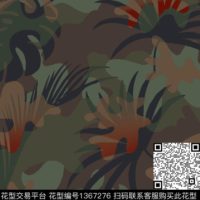 迷彩植物绿植树叶数码印花华亿平台下载（图片编号: 1367276） - 瓦栏（Walan）