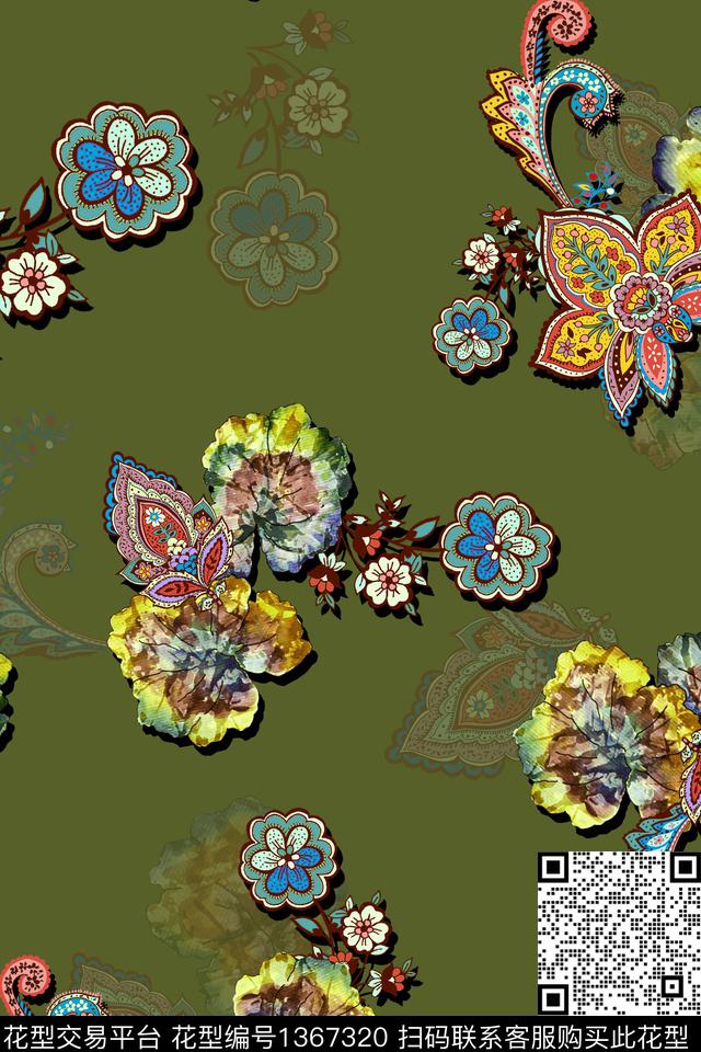 佩斯利旗袍香云纱数码印花华亿平台下载（图片编号: 1367320） - 瓦栏（Walan）