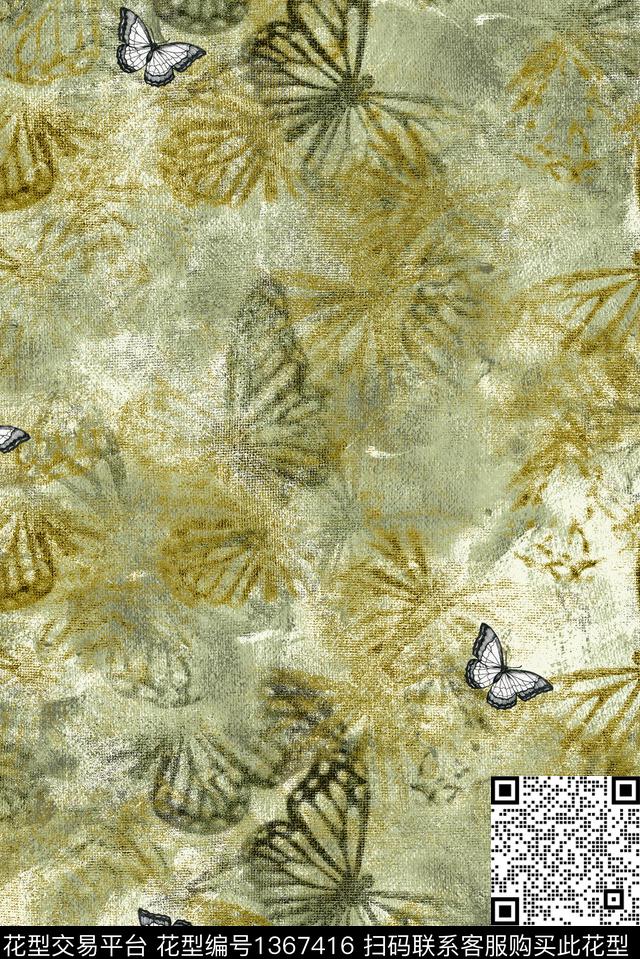 花卉蝴蝶肌理休闲数码印花华亿平台下载（图片编号: 1367416） - 瓦栏（Walan）