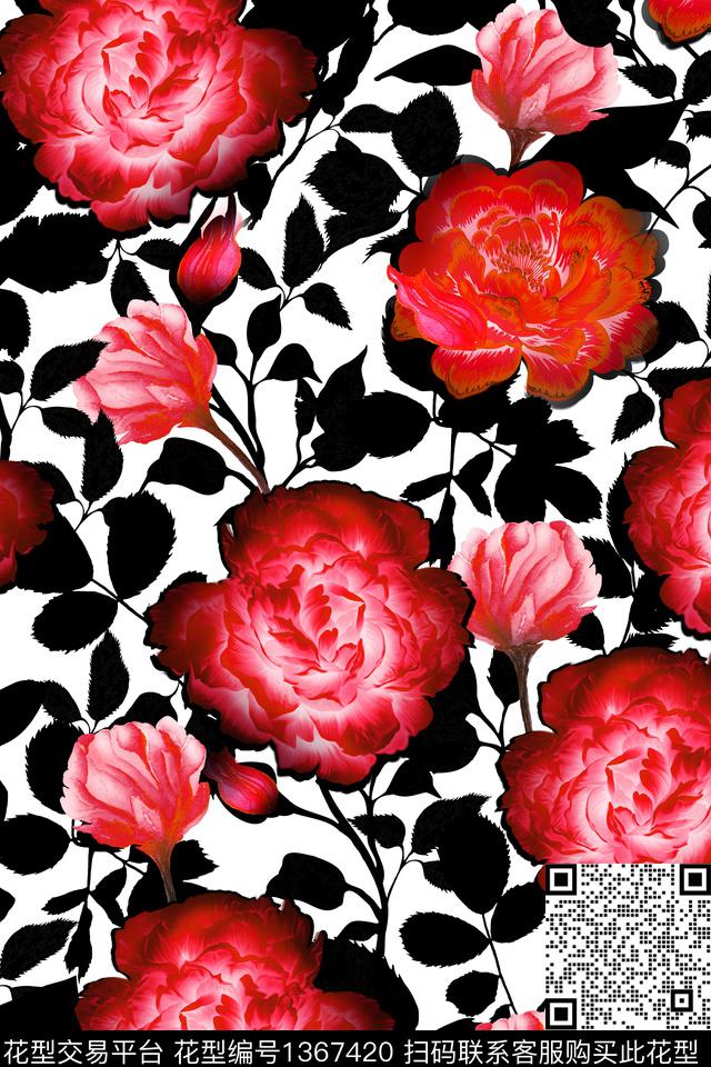 女装花卉植物数码印花华亿平台下载（图片编号: 1367420） - 瓦栏（Walan）