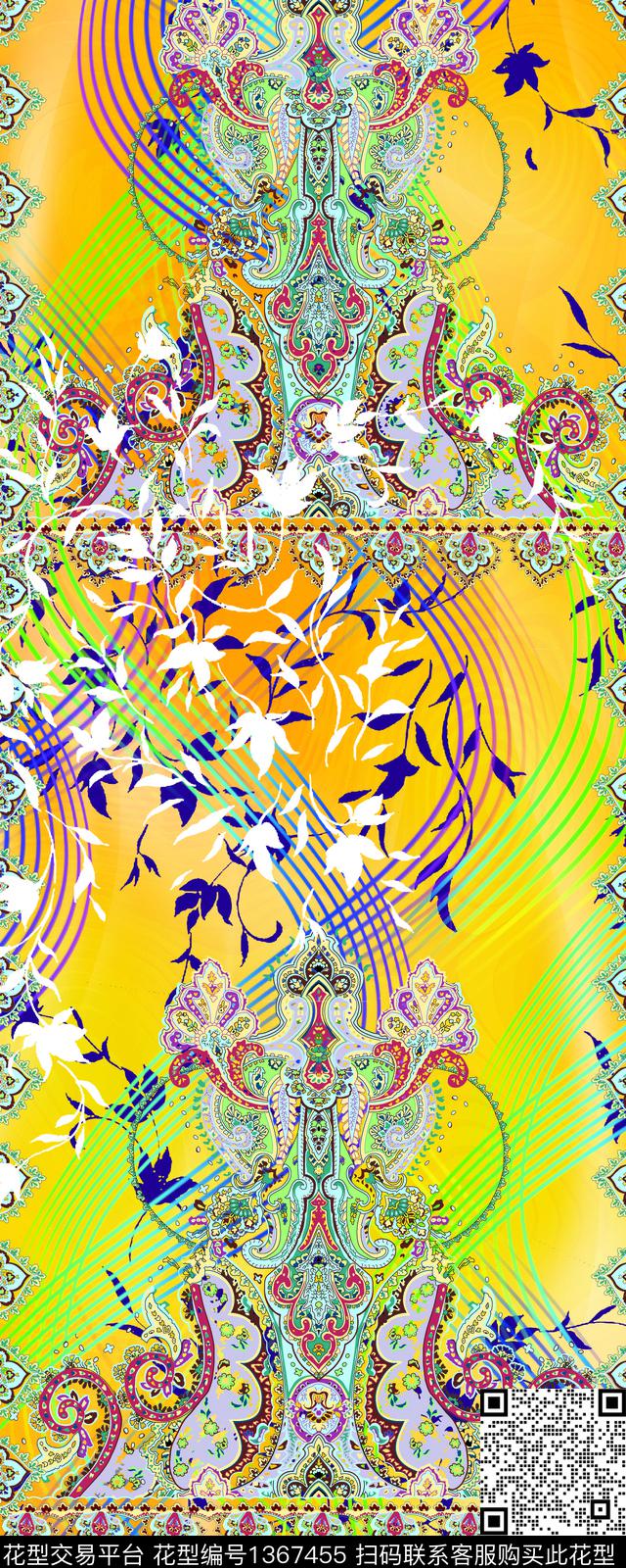 抽象花卉手绘花卉数码印花华亿平台下载（图片编号: 1367455） - 瓦栏（Walan）