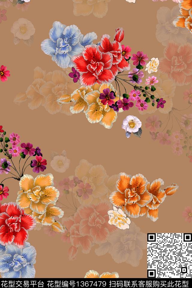 旗袍香云纱真丝数码印花华亿平台下载（图片编号: 1367479） - 瓦栏（Walan）