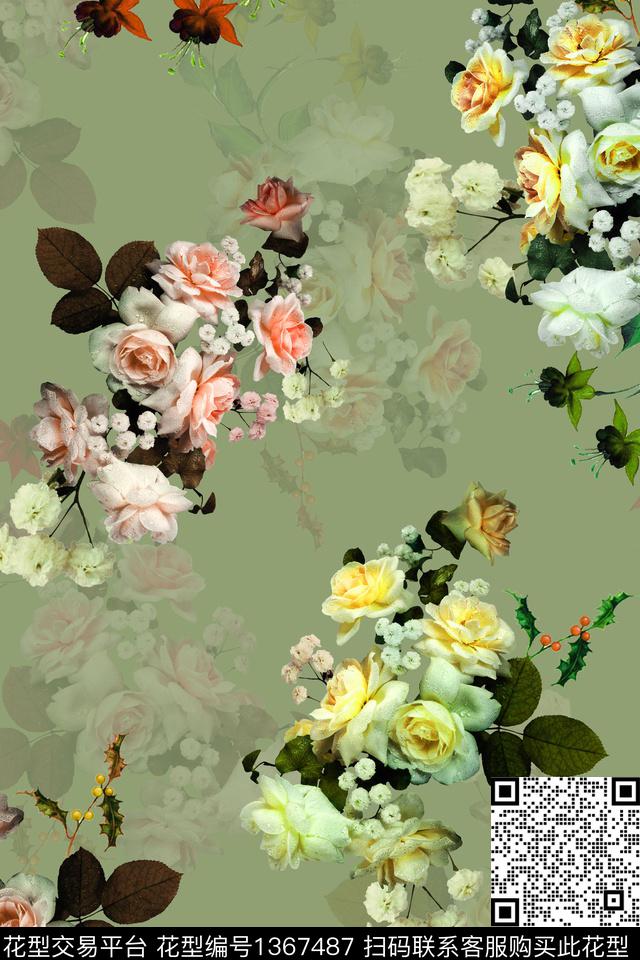 旗袍香云纱真丝数码印花华亿平台下载（图片编号: 1367487） - 瓦栏（Walan）